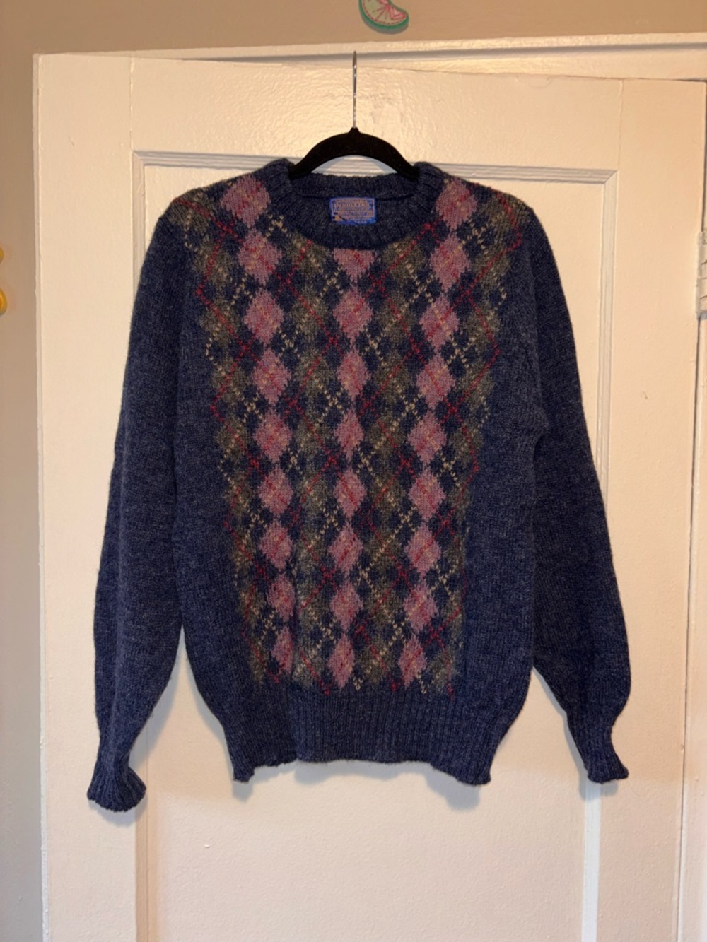 VTG 90s Pendleton Sweater Unisex M Argyle 100% Wool USA Grandpa Vintage Crewneck